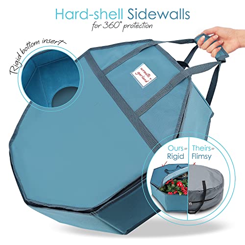 Premium Christmas Wreath Storage: 24" Box with Pockets