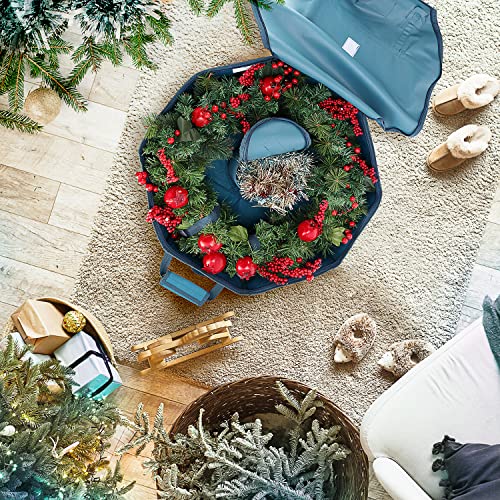 Premium Christmas Wreath Storage: 24" Box with Pockets