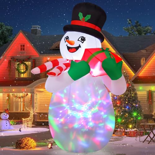 6 FT Colorful Christmas Snowman Inflatable Outdoor Decoration
