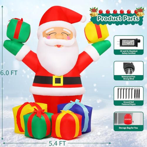 6 FT Santa Inflatable for Festive Outdoor Decor