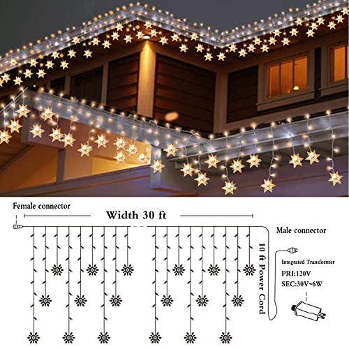 40ft Connectable Christmas Snowflake Icicle Lights - 360 LEDs