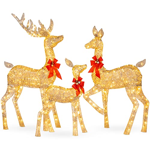 Lighted Christmas Deer Family Set - 5Ft, Gold