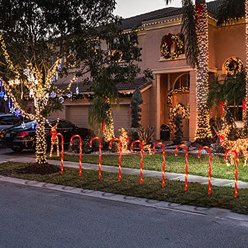 10-Pack Candy Cane Solar Outdoor Christmas Lights