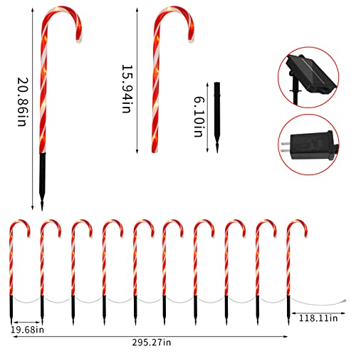 10-Pack Candy Cane Solar Outdoor Christmas Lights
