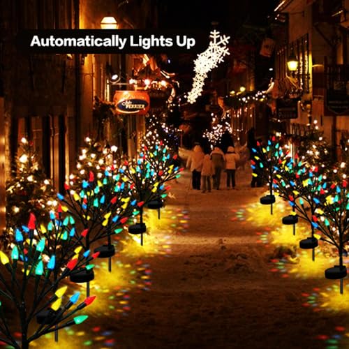 Outdoor Solar Christmas Strawberry Tree Lights - 2 Pack