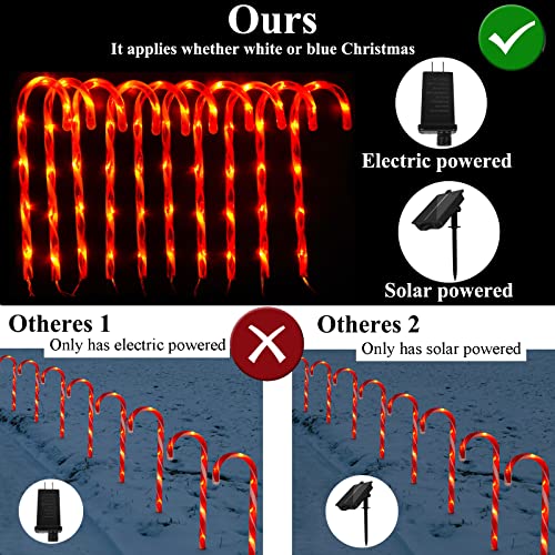 10-Pack Candy Cane Solar Outdoor Christmas Lights