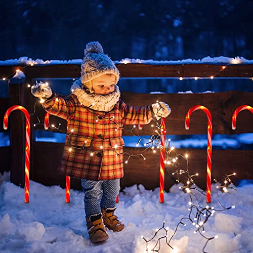 10-Pack Candy Cane Solar Outdoor Christmas Lights