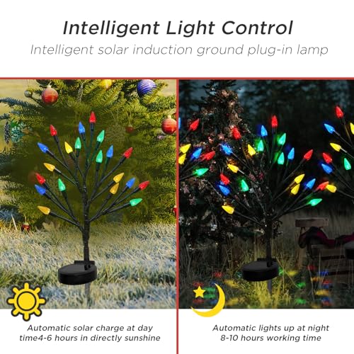 Outdoor Solar Christmas Strawberry Tree Lights - 2 Pack