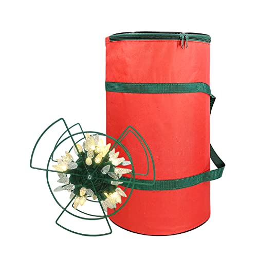 Christmas light storage bag with 4 metal reels