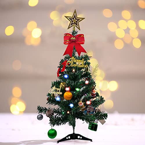 Small Tabletop Christmas Tree with Lights & Ornaments