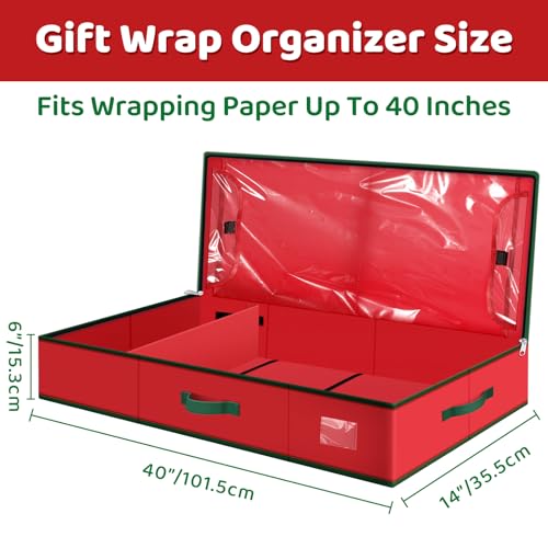 Christmas Wrapping Paper Storage Container, 40 Inch Organizer