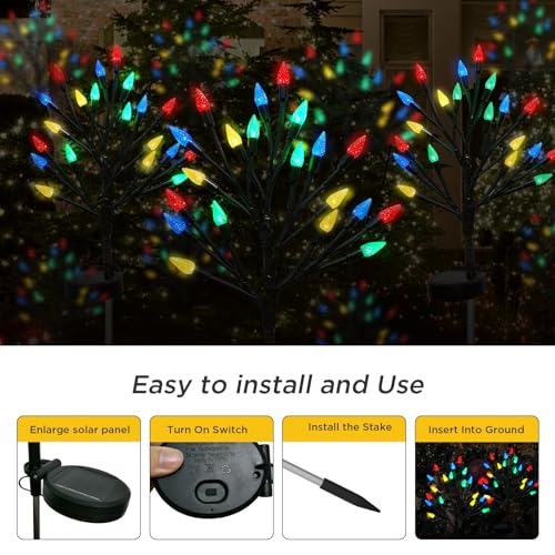 Outdoor Solar Christmas Strawberry Tree Lights - 2 Pack