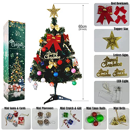 Small Tabletop Christmas Tree with Lights & Ornaments