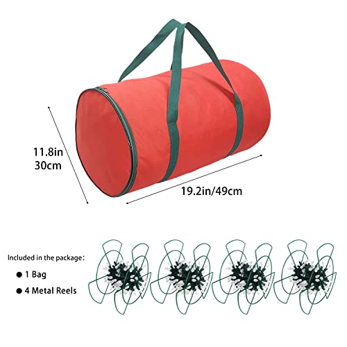 Christmas light storage bag with 4 metal reels