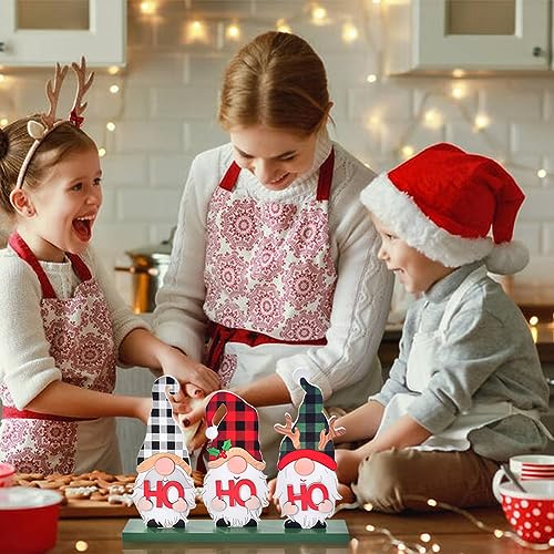 Rustic Wooden Merry Christmas Sign with Gnomes