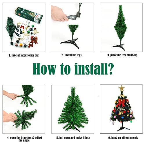 Small Tabletop Christmas Tree with Lights & Ornaments