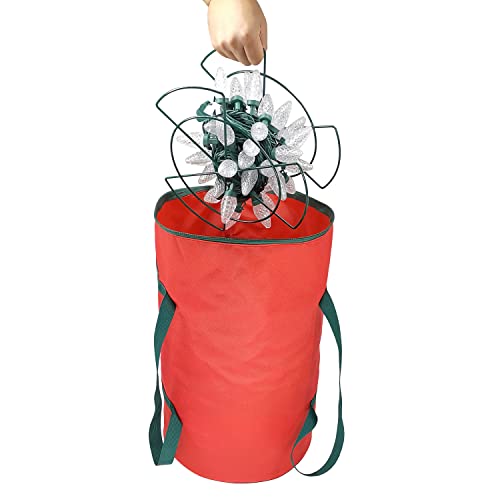 Christmas light storage bag with 4 metal reels