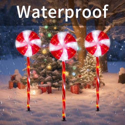 Red Solar Christmas Pathway Lights – 3 Pack