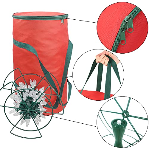 Christmas light storage bag with 4 metal reels