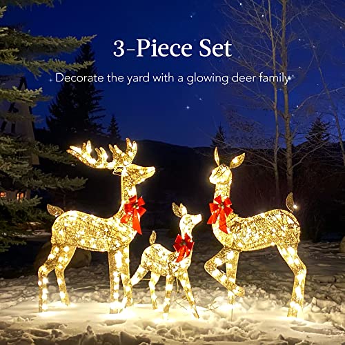 Lighted Christmas Deer Family Set - 5Ft, Gold