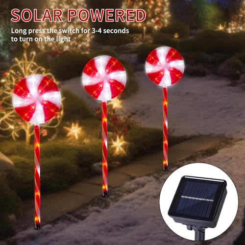Red Solar Christmas Pathway Lights – 3 Pack