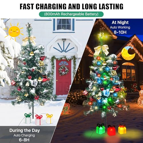 Solar Christmas Tree Lights 2 Pack Outdoor Decor