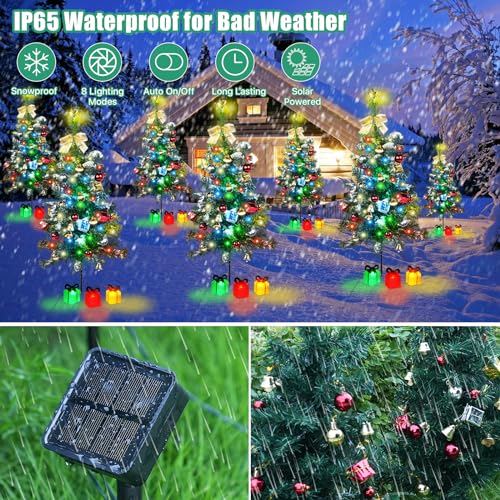 Solar Christmas Tree Lights 2 Pack Outdoor Decor