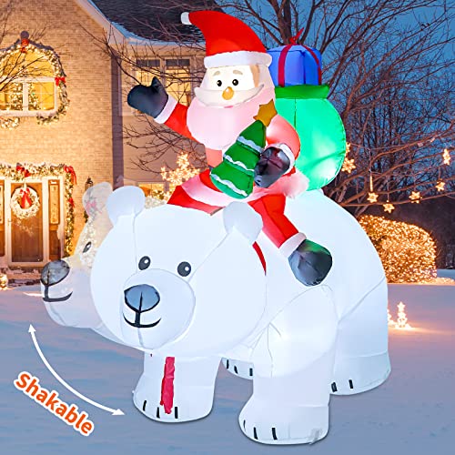 6 FT Christmas Inflatables Santa Riding Bear
