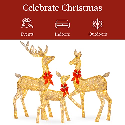 Lighted Christmas Deer Family Set - 5Ft, Gold