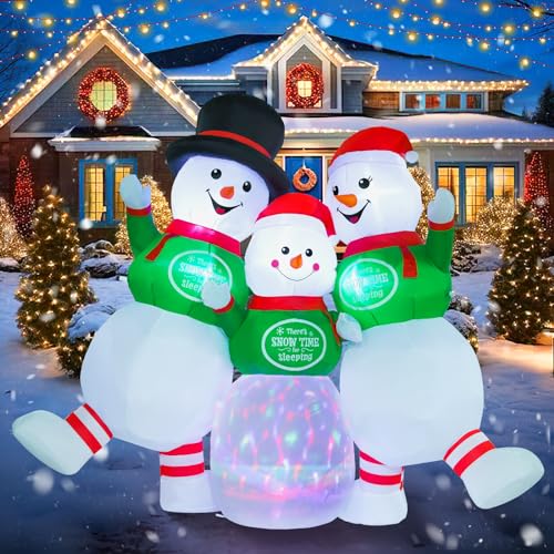 6FT Inflatable Christmas Snowman Family with LED Lights