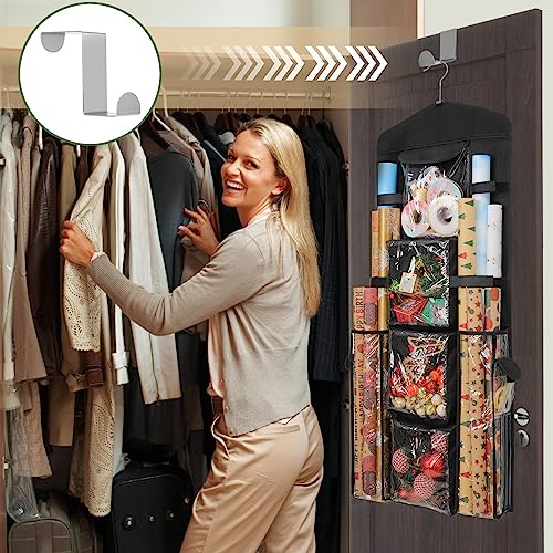 Christmas Wrapping Paper Storage Organizer, Double-Sided Hanging Bag
