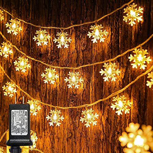 Christmas Snowflake String Lights - 100 LED, 8 Modes