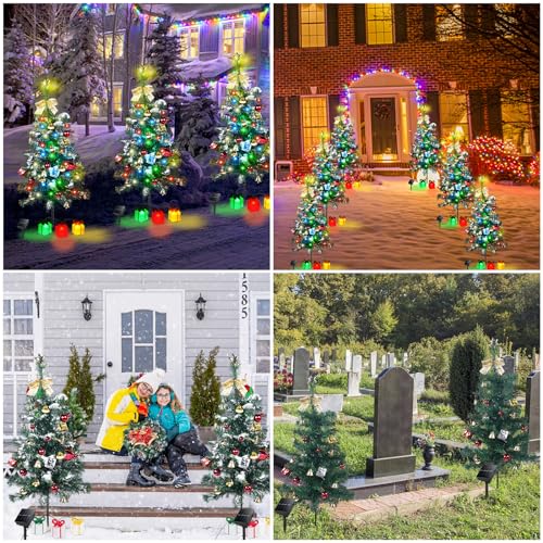 Solar Christmas Tree Lights 2 Pack Outdoor Decor