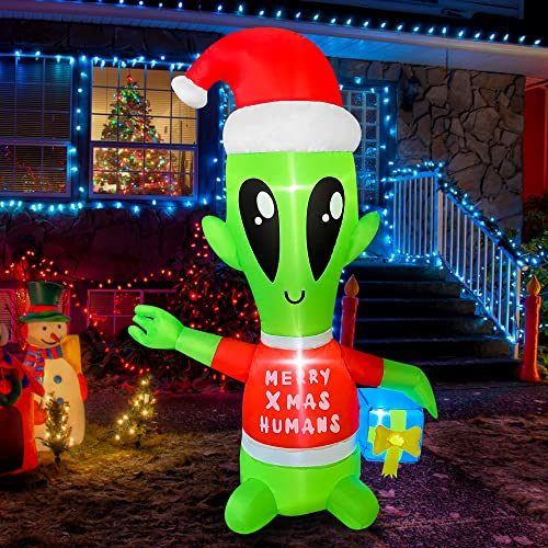 4FT LED Alien Christmas Inflatable - Party Outdoor Decor