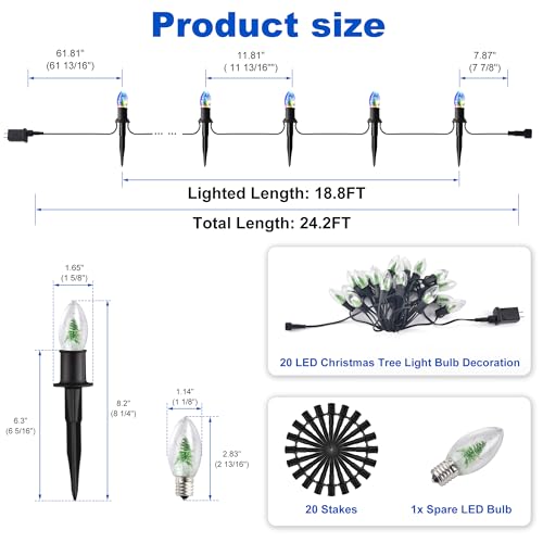 Christmas Tree Pathway Lights with 20 Bulb Decor