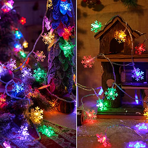 2 Pack Snowflake Christmas Lights - 50LED, 24FT