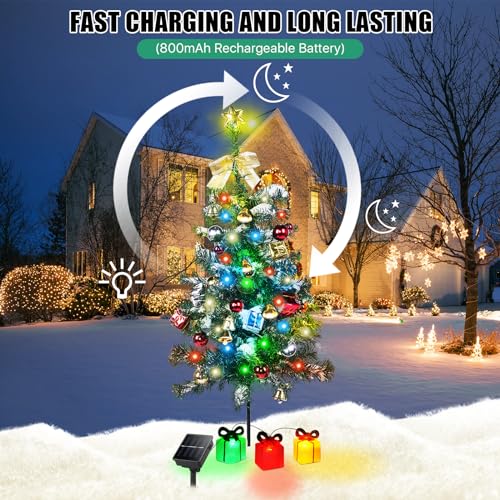 Solar Christmas Tree Lights 2 Pack Outdoor Decor
