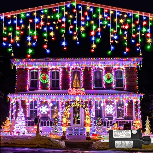 Christmas Icicle Lights - 132ft String for Outdoor Decoration