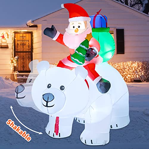 6 FT Christmas Inflatables Santa Riding Bear