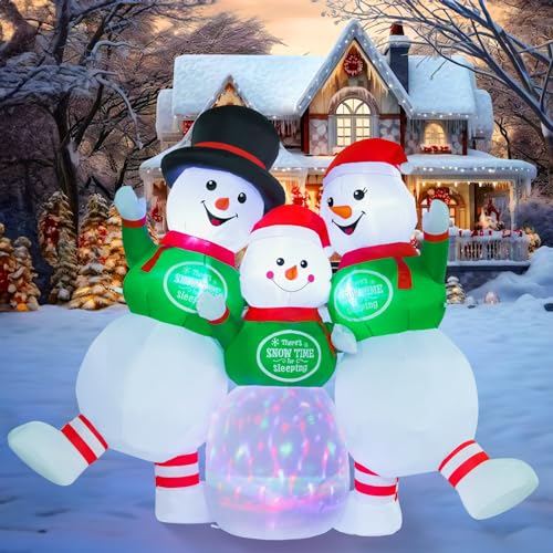 6FT Inflatable Christmas Snowman Family with LED Lights