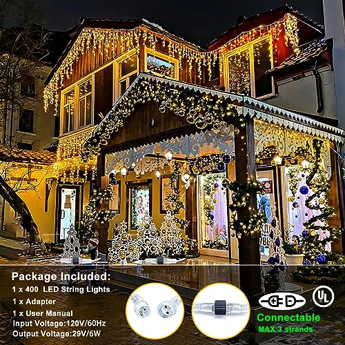 Outdoor Icicle Lights: 400 LED - 33ft