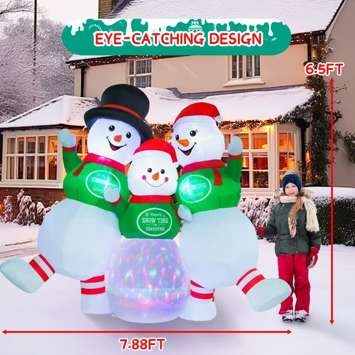 6FT Inflatable Christmas Snowman Family with LED Lights