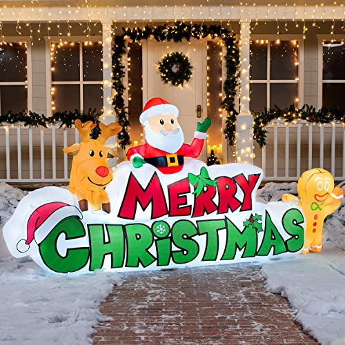 9.5ft Christmas Inflatable Merry Christmas Sign with Santa