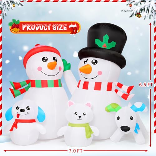 7ft Christmas Blow Up Snowman Family Inflatable