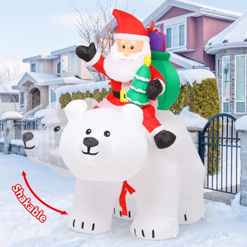 6 FT Christmas Inflatables Santa Riding Bear