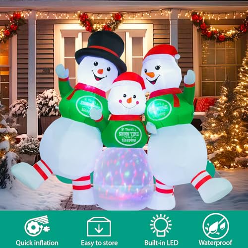 6FT Inflatable Christmas Snowman Family with LED Lights