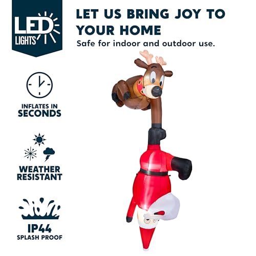 Hanging Reindeer & Climbing Santa Xmas Inflatables - 8ft
