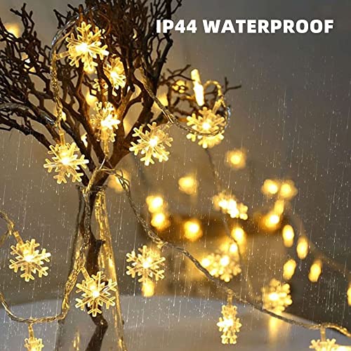 Christmas Snowflake String Lights - 100 LED, 8 Modes