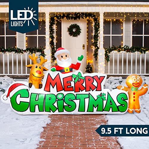 9.5ft Christmas Inflatable Merry Christmas Sign with Santa