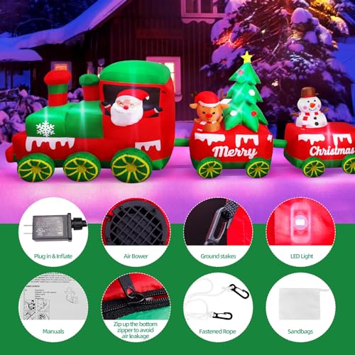 10.7 FT Inflatable Christmas Train with Santa Claus